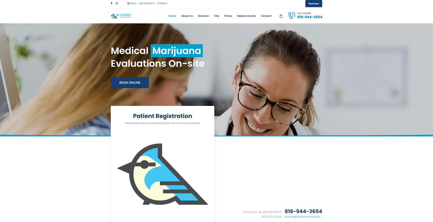 Bluebird Wellness Center website
