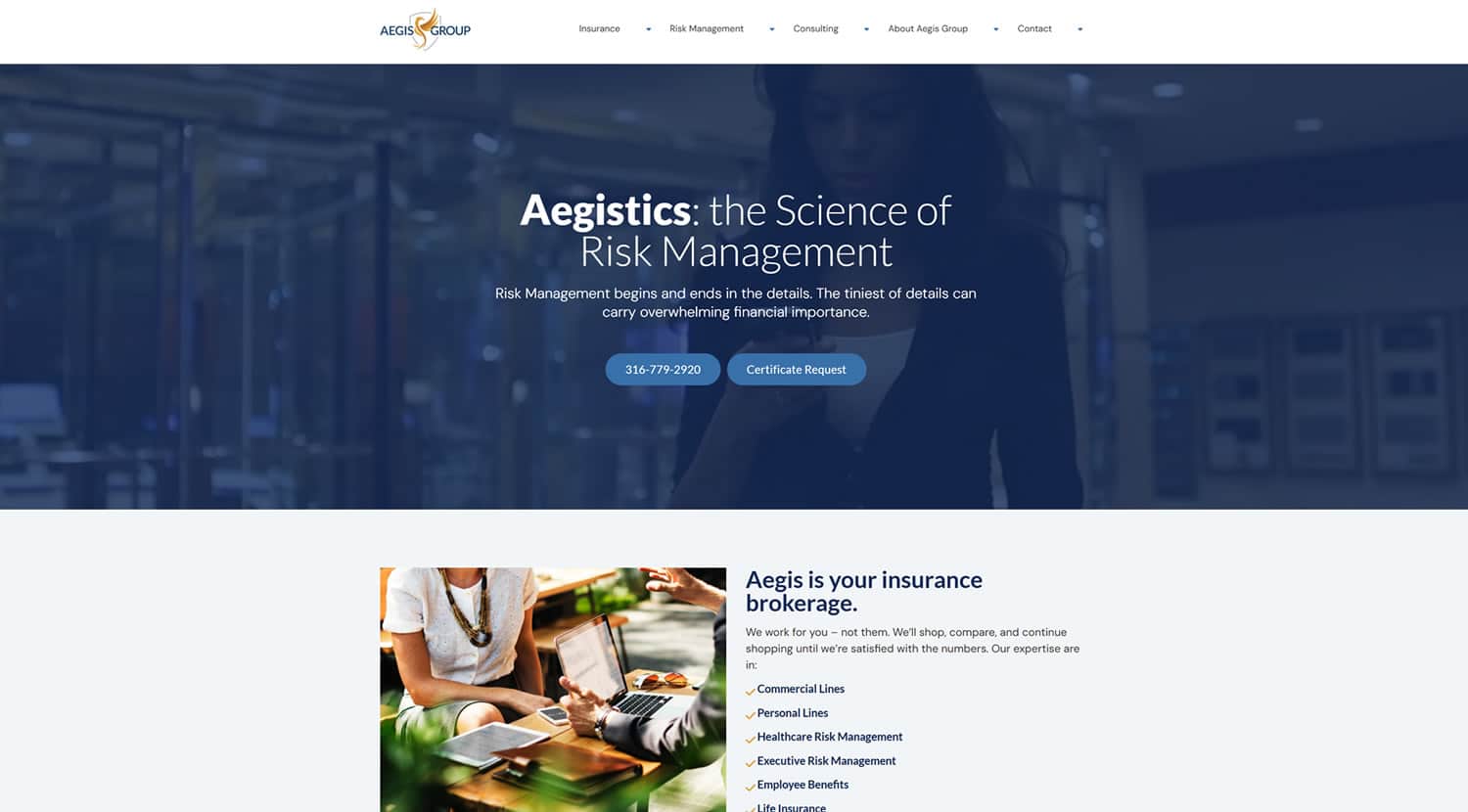 Aegis Insurance website